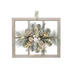 22" LED Flocked Pine, Berry & Ornament Wreath Wall D&eacute;cor by Ashland&reg;