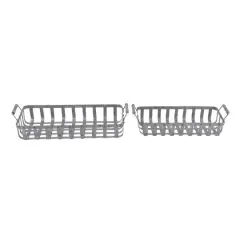 Set of 2" Grey Metal Farmhouse Tray, 20", 24"