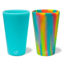 Silipint&reg; 16oz. Sugar Rush & Aqua Silicone Pint Glasses, 2ct.