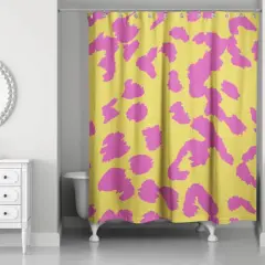 Leopard Shower Curtain Yellow/Pink