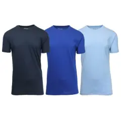 Galaxy By Harvic Crew Neck Men's T-Shirt 3 Pack Navy/Royal/Light Blue