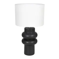 Hello Honey&reg; 20" Black Stoneware Table Lamp with Linen Shade