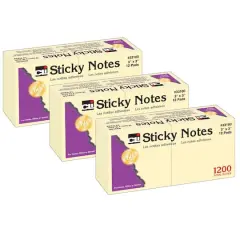 Charles Leonard 3" x 3" Yellow Sticky Notes, 36 Pads of 100 Sheets