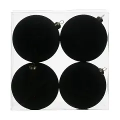 4 Pack 3.8" Flocked Shatterproof Ball Ornaments by Ashland&reg; Black
