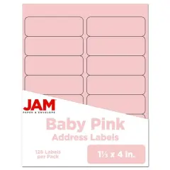 JAM Paper 1.3" x 4" Address Labels, 126ct. Baby Pink Pastel