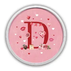 20" Valentine Things White Framed Round Monogram Print D