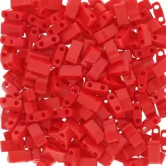 Miyuki&reg; Half Tila&reg; 5mm 2-Hole Glass Seed Beads Matte Red Opaque