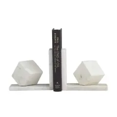 CosmoLiving by Cosmopolitan 6" White Marble Cube Geometric Bookends Set