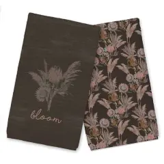 Bloom Protea Tea Towel Set Charcoal