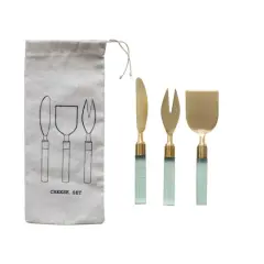 Hello Honey&reg; 7" Stainless Steel Cheese Utensils & Printed Drawstring Bag