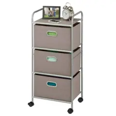Honey Can Do 3-Drawer Gray Rolling Fabric Storage Cart