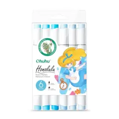 Ohuhu&reg; Honolulu Brush & Chisel Dual Tip Blue Tones Marker Set