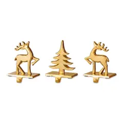 Glitzhome&reg; Christmas Resin Tree and Reindeer Stocking Holder Set