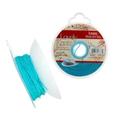 John Bead Lovely Knots 1mm Asian Knotting Cord with Bobbin, 50yd. Aqua Blue