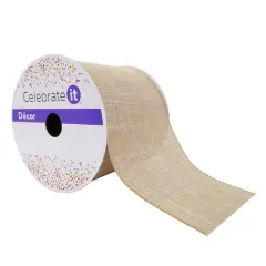 4" x 18ft. Faux Linen Wired Ribbon by Celebrate It&trade; Specialty
