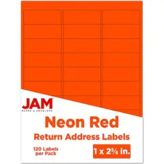 JAM Paper Standard Mailing Return Address Labels Neon Deep Red Orange