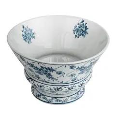 Hello Honey&reg; 10" Blue & White Round Blossom Porcelain Bowl