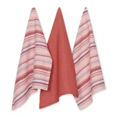 DII&reg; Urban Stripe Dish Towels, 3ct. Barn Red