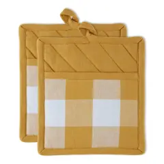 DII&reg; Buffalo Check Potholders, 2ct. Honey Gold