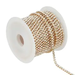 5yd. Glass Rhinestone Chain Spool by Bead Landing&trade; Clear/Gold Finish