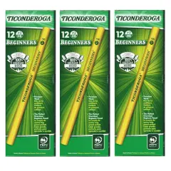 Ticonderoga&reg; Beginners&reg; Pencils without Eraser, 3 Packs of 12