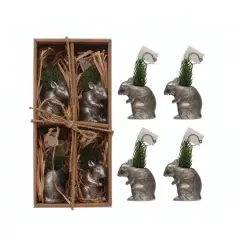 Hello Honey&reg; Silver Antique Finish Resin Mouse Card Holders, 4ct.