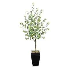 4.5ft. Eucalyptus Artificial Tree in Black Metal Planter