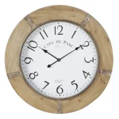 Brown Rustic Wood Wall Clock, 32" x 32"