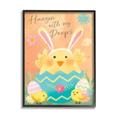 Stupell Industries Hangin' With My Peeps Easter Egg Chicks Framed Giclee Art Black