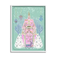 Stupell Industries Pastel Holiday Snowy Architecture Framed Giclee Art White