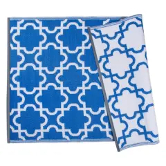 DII&reg; Blue Lattice Outdoor Rug, 4ft. x 6ft.