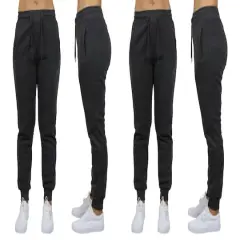 Galaxy by Harvic Women's Relaxed Fit Fleece-Lined Jogger Sweatpants 2 Pack Charcoal/Charcoal