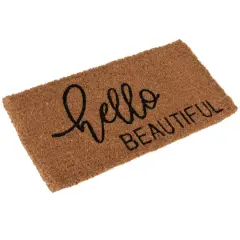 Hello Honey&reg; Black & Brown Hello Beautiful Natural Coir Doormat