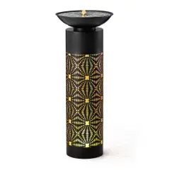 Glitzhome&reg; 35.75" Metal LED Cutout Pattern Outdoor Fountain