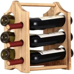NEX&trade; 16" Rustic Countertop 6-Bottle Wood Wine Rack