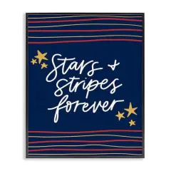 Stupell Industries Stars Stripes Forever Americana Independence Day Framed Giclee Art Black