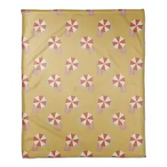 Umbrella Pattern Coral Fleece Blanket Yellow/Red