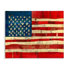 Stupell Industries United We Stand Independence Day Festive American Flag Canvas Wall Art