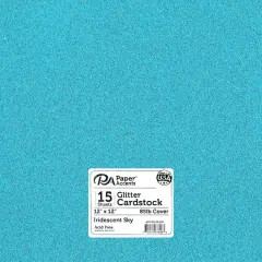 PA Paper&trade; Accents Glitter 12" x 12" Cardstock, 15 Sheets Iridescent Sky