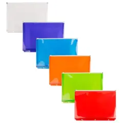 JAM Paper 9.75" x 13" Assorted Zip Closure 3-Hole Punch Plastic Envelopes, 6ct.