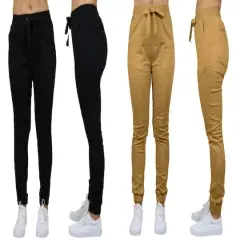 Galaxy By Harvic Loose Fit Stretch Twill Women's Joggers 2 Pack Black/Timber