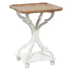 25" White Farmhouse Wood Accent Table