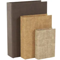 Multicolored Faux Leather Decorative Storage Book Boxes, 3ct.