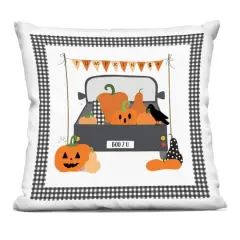 Stupell Industries Pumpkin Truck with Gingham Border Decorative Printed Throw Pillow