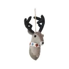 Hello Honey&reg; 10" Handmade Wool Felt Reindeer Head Ornament with Embroidery
