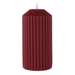 8" Ribbed Wax LED Pillar Candle by Ashland&reg; Maroon