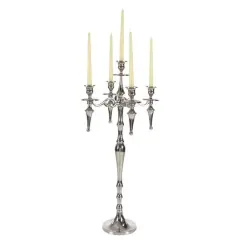 Silver Aluminum Traditional Candlestick Holders, 33x16x16"