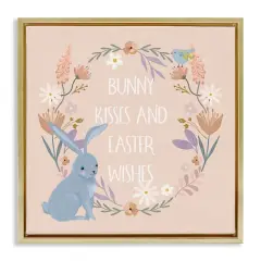 Stupell Industries Bunny Kisses Easter Wishes Floater Framed Art Gold