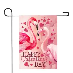 Happy Valentine's Day Flamingo Outdoor Garden Flag