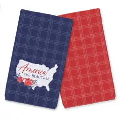 America the Beautiful Plaid Tea Towel Set